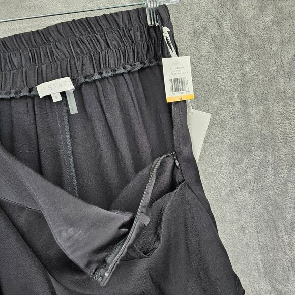 1 State On Point Satin Shorts S Black Flat Front Elastic Waist Zip High Rise New - Picture 7 of 12